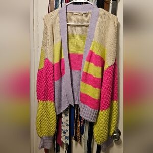 Colorful Striped Knit Cardigan